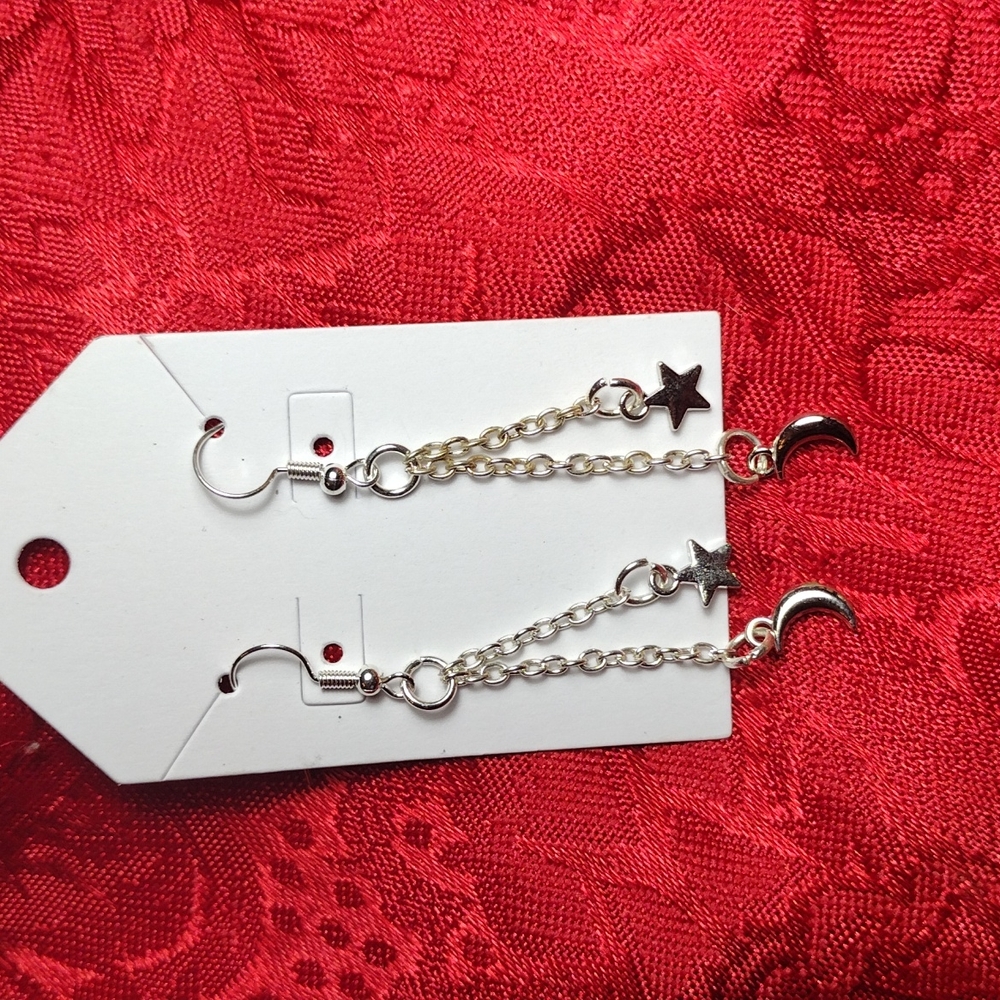 Star and moon dangle earrings